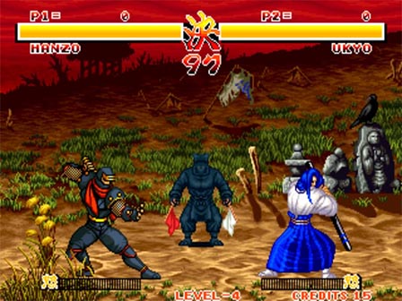 Cena do jogo Samurai Shodown