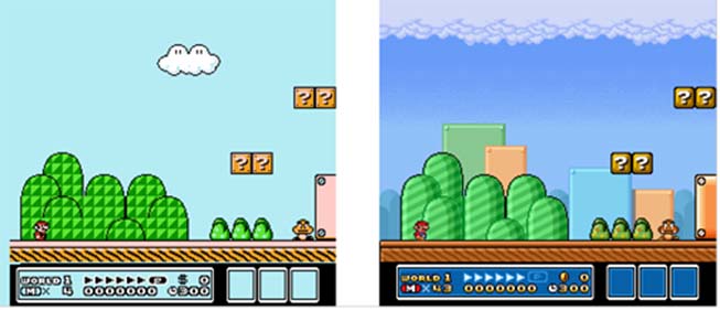 Comparação entre Super Mario Bros. e Super Mario All Stars